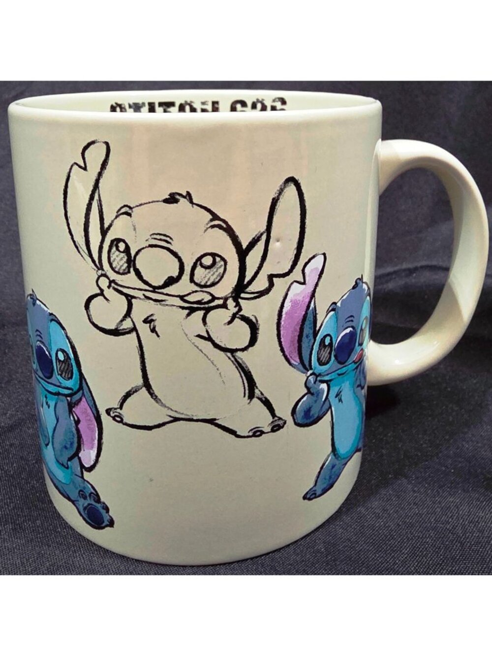 Zrike Disney Lilo & STITCH SKETCH MUG jumbo oversize coffee cup 4.375"h